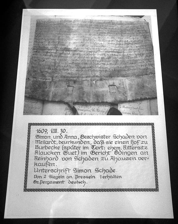 Urkunde des Rittersitzes – historische Auszeichnung für den Klaukenhof