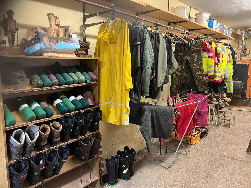 Trockenraum zum Trockenen der Outdoorkleidung